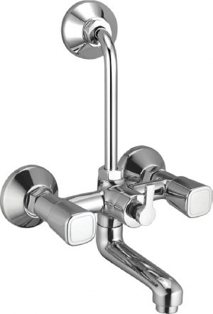 Wall Mixer with Provision for OverHead Shower with Bend Pipe, Connecting Legs & Wall Flange