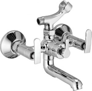 Wall Mixer with Telephonic Shower Arrangement (Crutch) with Connecting Legs & Wall Flanges