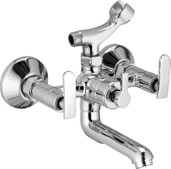 Wall Mixer with Telephonic Shower Arrangement (Crutch) with Connecting Legs & Wall Flanges