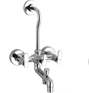 Wall Mixer 3-in-1 System with Provision for Bath Hand Shower & Overhead Shower Complete with Bend Pipe, Connecting Legs & Wall Flanges