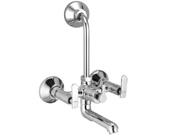 Wall Mixer with Provision for OverHead Shower with Bend Pipe, Connecting Legs & Wall Flange