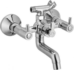 Wall Mixer with Telephonic Shower Arrangement (Crutch) with Connecting Legs & Wall Flanges