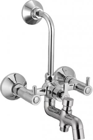 Wall Mixer 3-in-1 System with Provision for Bath Hand Shower & Overhead Shower Complete with Bend Pipe, Connecting Legs & Wall Flanges