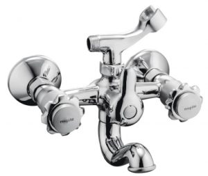 Wall Mixer with Telephonic Shower Arrangement (Crutch) with Connecting Legs & Wall Flanges