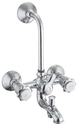 Wall Mixer 3-in-1 System with Provision for Bath Hand Shower & Overhead Shower Complete with Bend Pipe, Connecting Legs & Wall Flanges