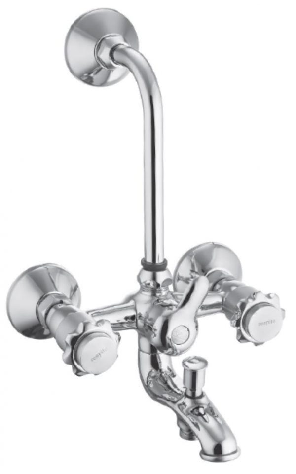 Wall Mixer 3-in-1 System with Provision for Bath Hand Shower & Overhead Shower Complete with Bend Pipe, Connecting Legs & Wall Flanges