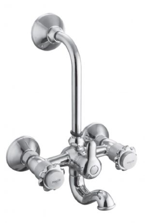 Wall Mixer with Provision for OverHead Shower with Bend Pipe, Connecting Legs & Wall Flange