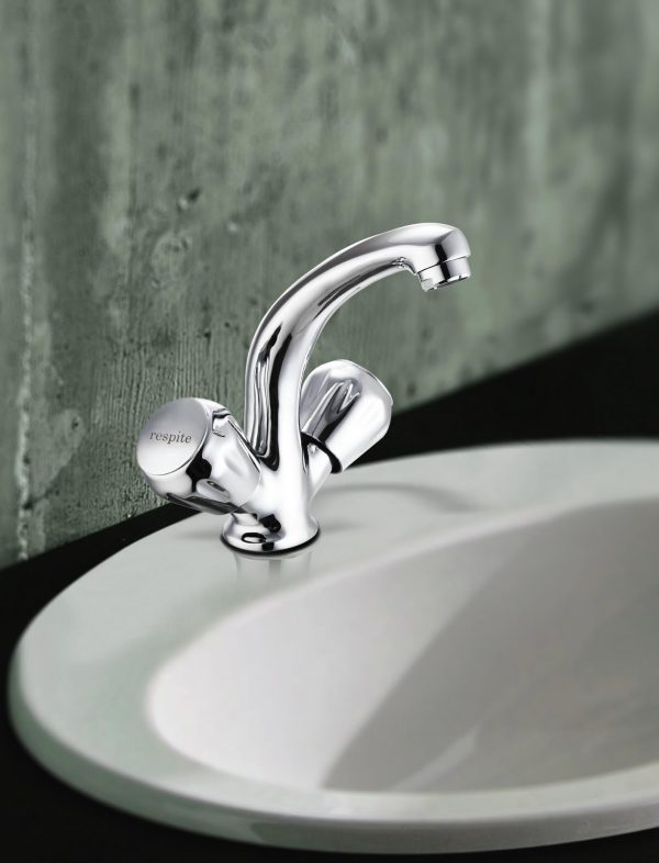 Centre Hole Basin Mixer with Regular Spout without pop-up waste