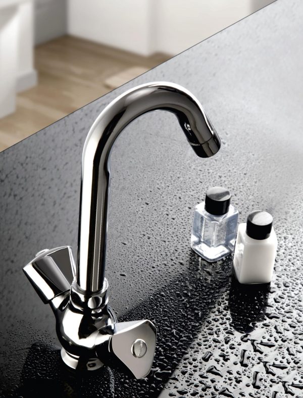 Centre Hole Basin Mixer with Swivel Spout without Pop-up waste