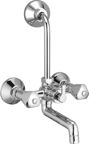 Wall Mixer with Provision for OverHead Shower with Bend Pipe, Connecting Legs & Wall Flange