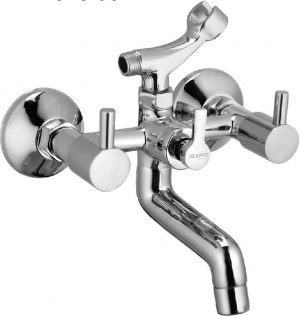 Wall Mixer with Telephonic Shower Arrangement (Crutch) with Connecting Legs & Wall Flanges
