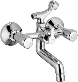 Wall Mixer with Telephonic Shower Arrangement (Crutch) with Connecting Legs & Wall Flanges