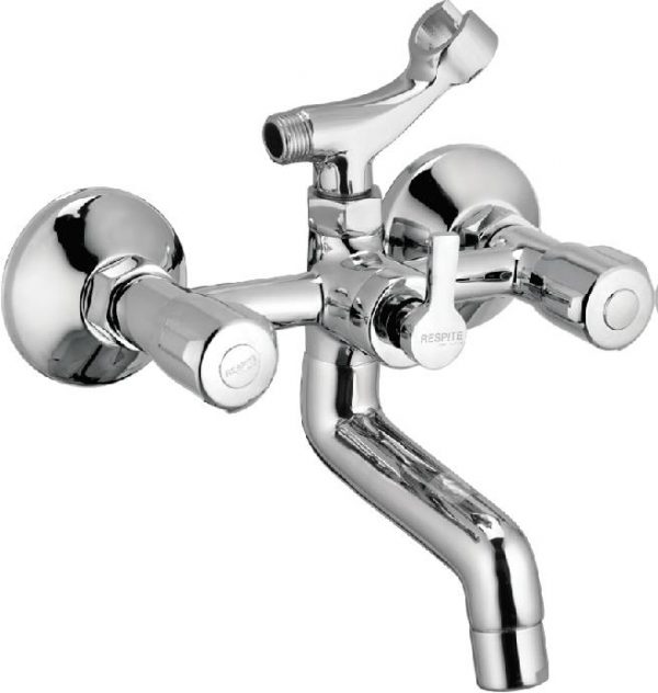 Wall Mixer with Telephonic Shower Arrangement (Crutch) with Connecting Legs & Wall Flanges