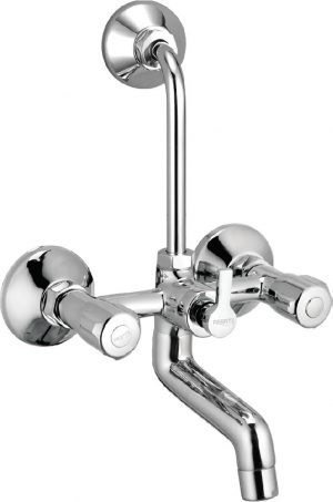 Wall Mixer with Provision for OverHead Shower with Bend Pipe, Connecting Legs & Wall Flange