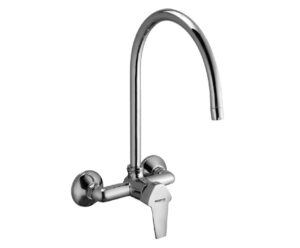 Single Lever Sink Mixer with Extra Long Swivel Spout (Wall Mounted Model) with Connecting Legs & Wall Flanges