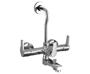 Wall Mixer 3-in-1 System with Provision for Bath Hand Shower & Overhead Shower Complete with Bend Pipe, Connecting Legs & Wall Flanges
