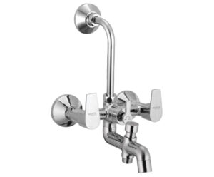 Wall Mixer 3-in-1 System with Provision for Bath Hand Shower & Overhead Shower Complete with Bend Pipe, Connecting Legs & Wall Flanges